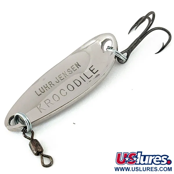 Vintage Luhr Jensen Krocodile, 1/3oz Nickel fishing spoon #15083