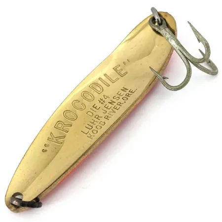 Vintage Luhr Jensen Krocodile #4, 2/3oz Hammered Gold fishing spoon #15104