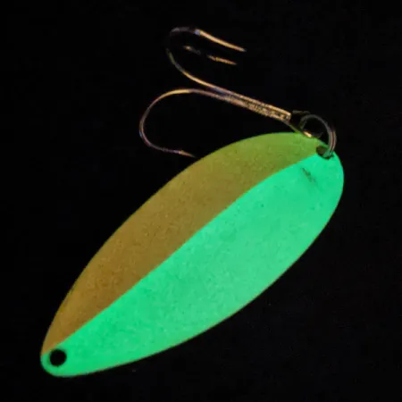 Vintage Acme Little Cleo Glow, 3/4oz White / Orange / Nickel fishing spoon #15173