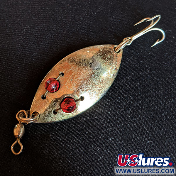 vintage Hofschneider Red Eye Wiggler NY Fishing Lures Metal Spoons Pike  Nickle D 