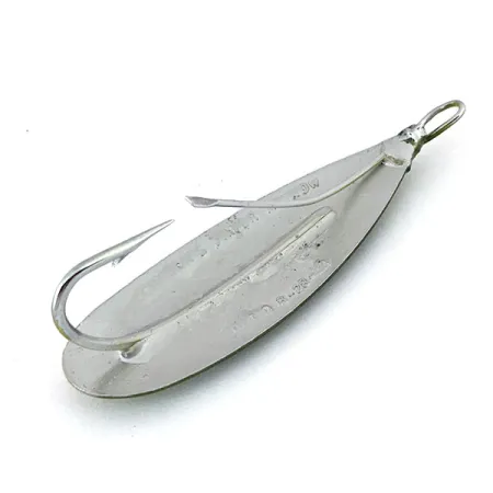 Vintage Weedless Johnson Silver Minnow, 1/3oz Orange / Green / Nickel fishing spoon #15207