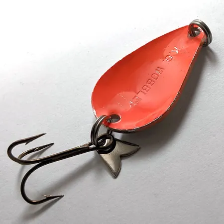 Vintage Acme K.O. Wobbler , 1/4oz Nickel / Orange fishing spoon #15208