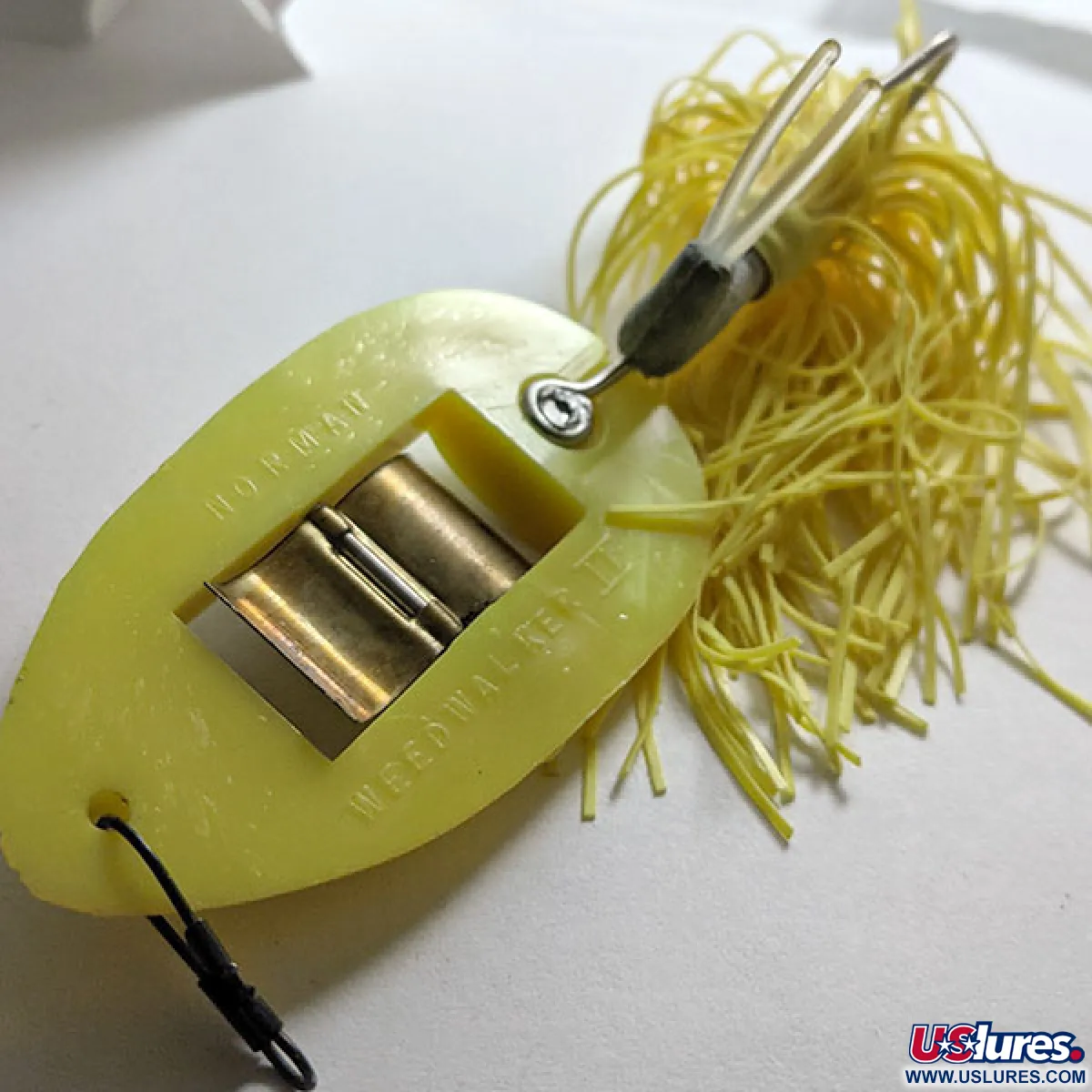 bill norman fishing lures weed walker Vintage Weedless Norman Weedwalker, 1/2oz Yellow fishing spoon #15214