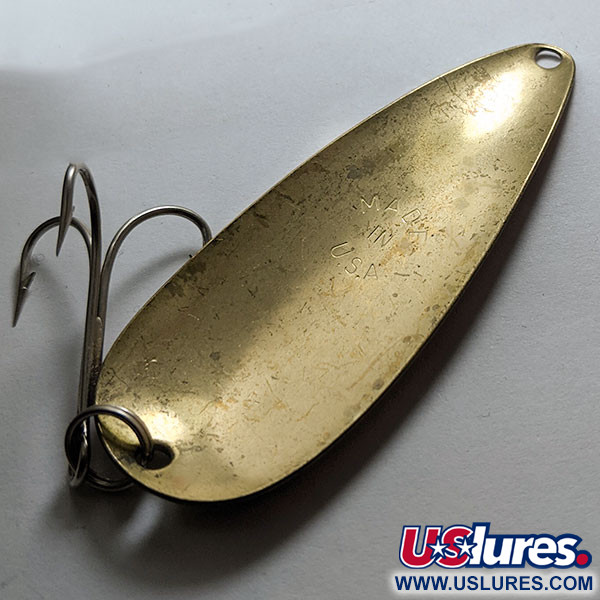 Vintage   Worth Chippewa Steel Spoon, 1/2oz Red / Brass fishing spoon #15221