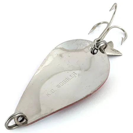 Vintage Acme K.O. Wobbler , 3/4oz Red / White / Nickel fishing spoon #15246