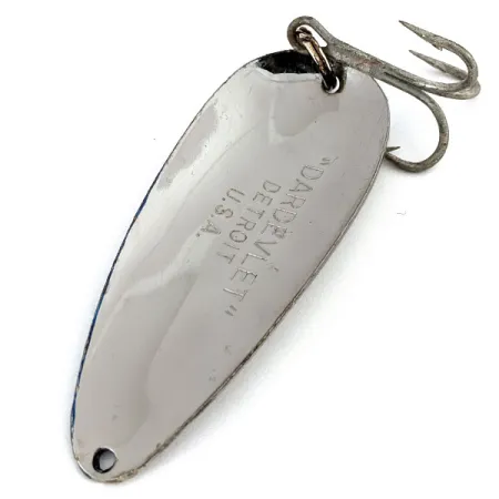 Vintage Eppinger Dardevle Dardevlet, 3/4oz Nickel / Blue fishing spoon #15288