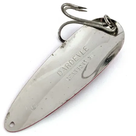 Vintage Eppinger Dardevle , 1oz Nickel / Red fishing spoon #15290