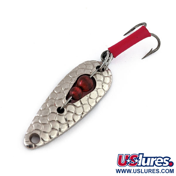Vintage KSM J-Walker, 1/8oz Silver / Red beads fishing spoon #15307