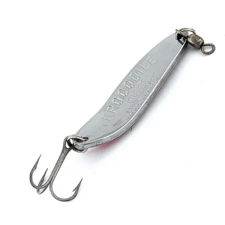 Vintage Luhr Jensen Krocodile #3, 1/2oz Nickel / Red fishing spoon #15312