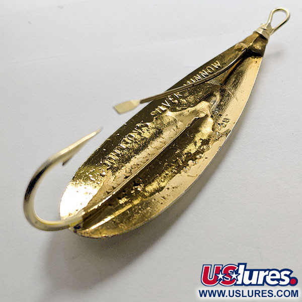 Vintage Weedless Johnson Silver Minnow, 2/5oz Gold fishing spoon #15322