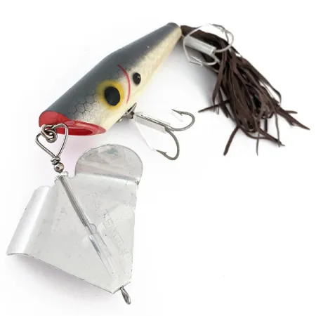 Vintage Fred Arbogast Sputterbuzz, 1/2oz Gray / Red fishing lure #15336