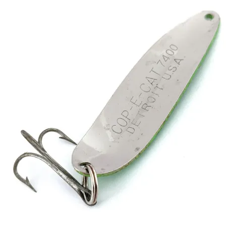 Vintage Eppinger Dardevle Cop-E-Cat 7400, 1/2oz Green / Nickel fishing spoon #15353