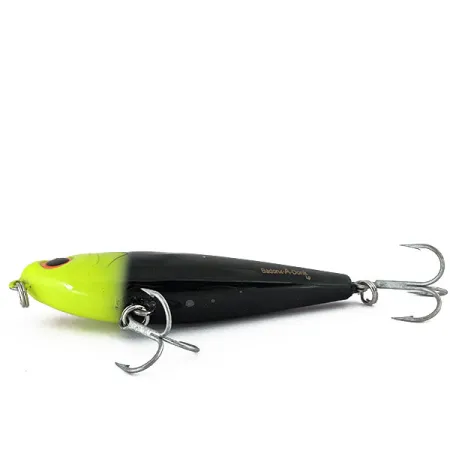 Vintage Bomber Badonk-A-Donk Saltwater Grade, 3/4oz Black / Chartreuse fishing lure #15358
