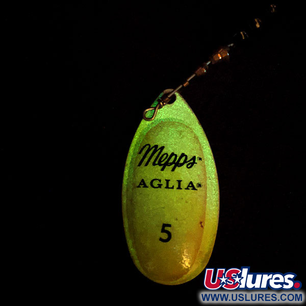 Vintage   Mepps Aglia 5 Dressed, 1/2oz Chartreuse spinning lure #15371