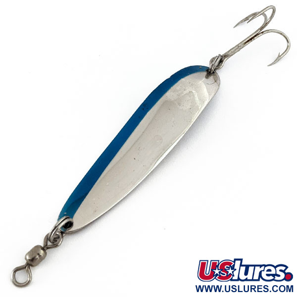 Vintage  Luhr Jensen Krocodile #4, 1/2oz Nickel / Blue fishing spoon #15378