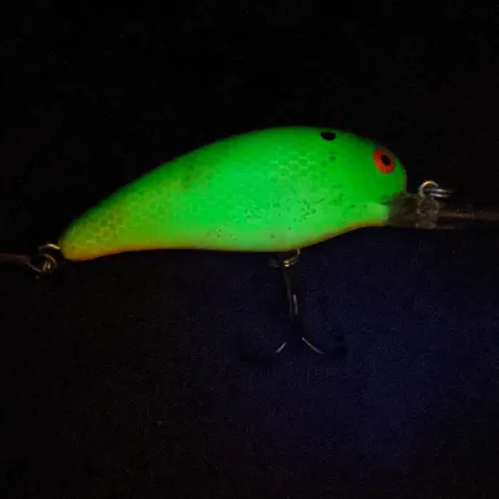 Vintage Bomber model 7A baby striper, 1/2oz Chartreuse fishing lure #15384