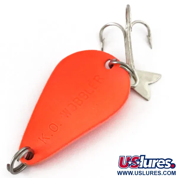 Vintage Acme K.O. Wobbler , 1/2oz Orange fishing spoon #15412