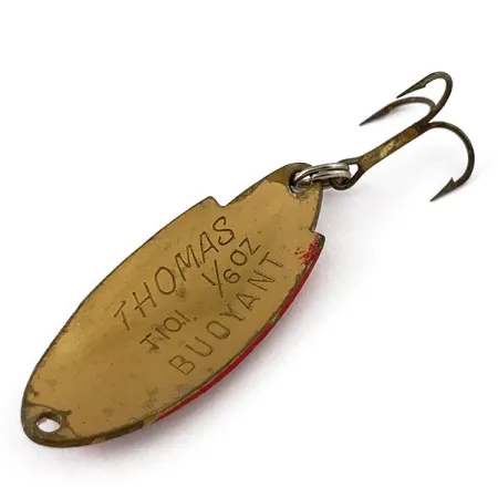 Vintage Thomas Buoyant , 3/16oz Red / Brass fishing spoon #15432