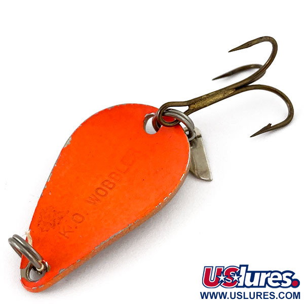 Vintage  Acme K.O. Wobbler , 1/4oz Orange / Nickel fishing spoon #15653