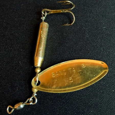 Vintage Luhr Jensen Bang Tail 5, 1/4oz Gold spinning lure #15445