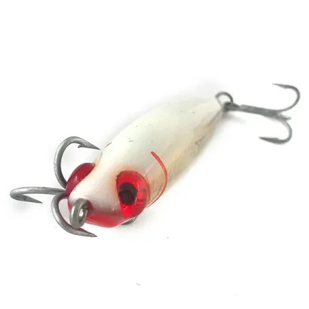 Vintage L&S Bait Mirro lure Mirrolure Catch 2000, 3/5oz White / Gold / Red Eyes fishing lure #15468