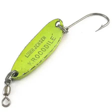 Vintage Luhr Jensen Krocodile, 1/3oz Chartreuse fishing spoon #15475
