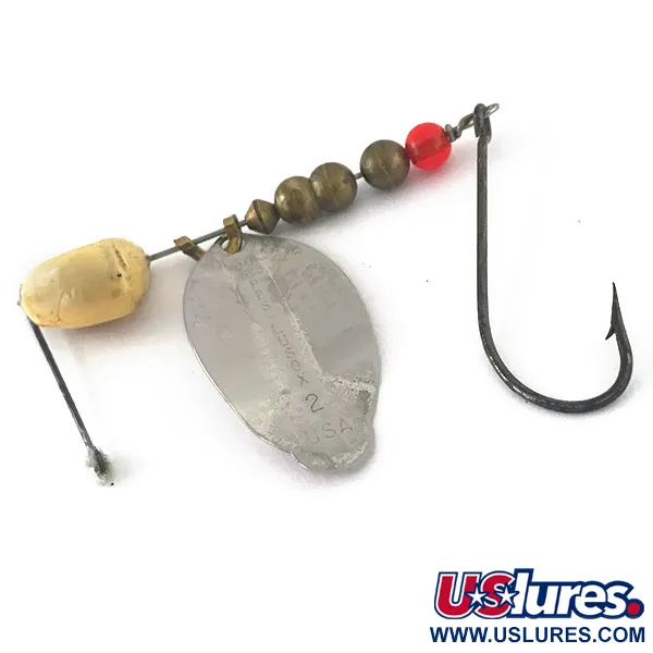 Vintage   Mepps Lusox 2, 3/5oz Silver / Red spinning lure #15483