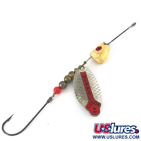 Vintage Mepps Lusox 2, 3/5oz Silver / Red spinning lure #15483