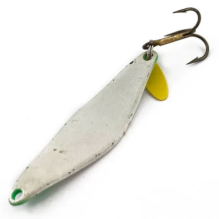 Vintage Bay de Noc Do-Jigger #3 UV, 1/3oz White Pearl / Green fishing spoon #15486