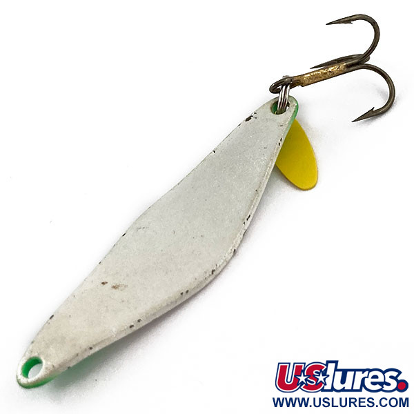 Vintage   Bay de Noc Do-Jigger #3 UV, 1/3oz White Pearl / Green fishing spoon #15486