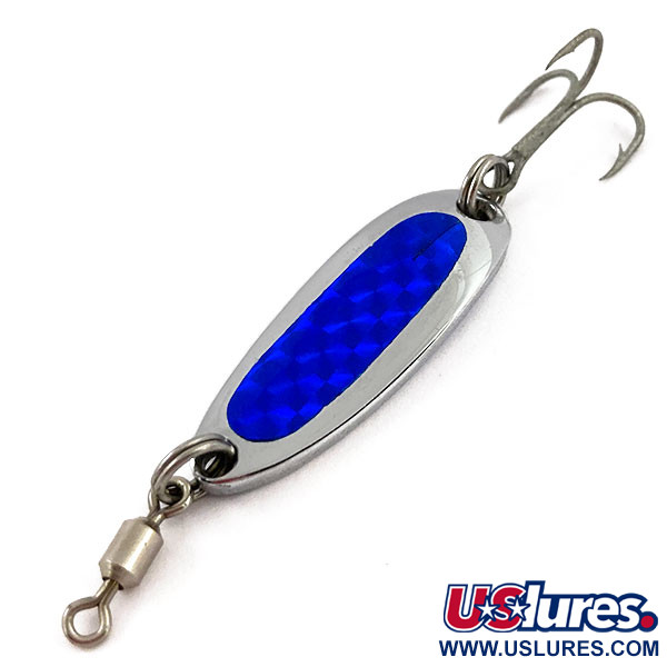 Vintage  Luhr Jensen Krocodile, 1/4oz Nickel / Blue fishing spoon #15490
