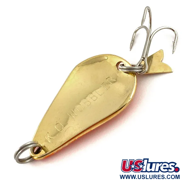 Vintage Acme K.O. Wobbler , 1/2oz Gold fishing spoon #15514