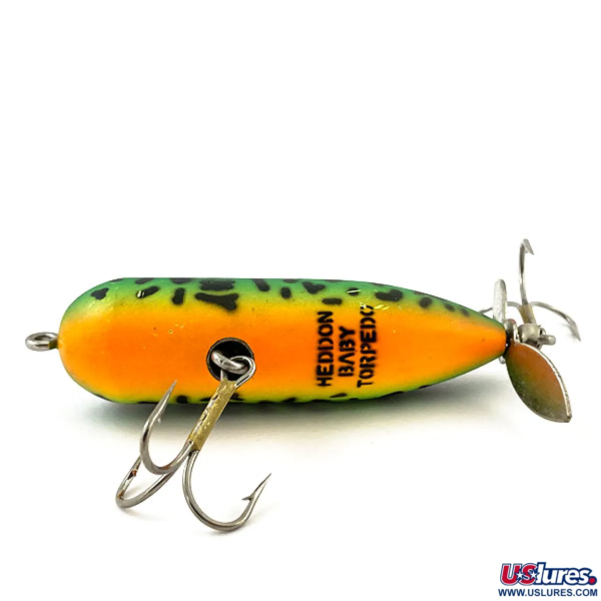 Vintage Heddon Baby Torpedo, 1/4oz Fire Tiger fishing lure #15552