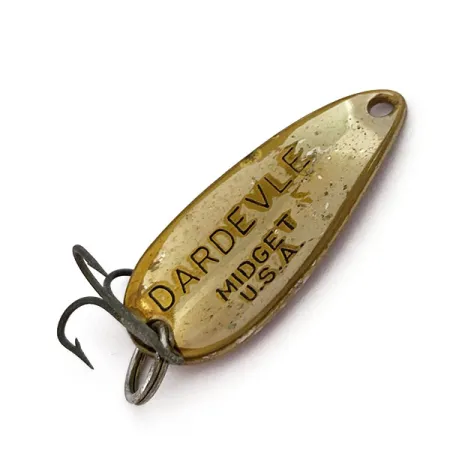 Vintage Eppinger Dardevle Midget, 3/16oz Brown / Red / Brass fishing spoon #15578