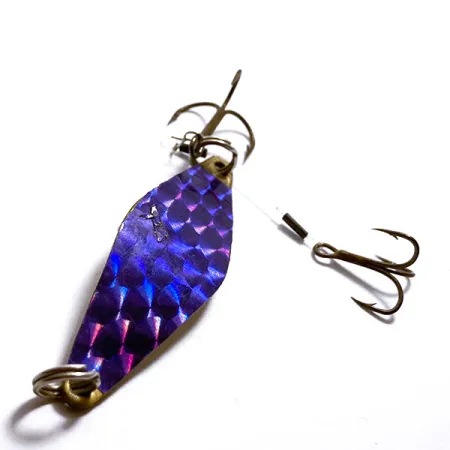Vintage Bay de Noc Do-Jigger, 1/3oz Brass / purple fishing spoon #15598
