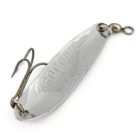 Vintage Luhr Jensen Krocodile #3, 1/3oz Hammered Nickel fishing spoon #15602