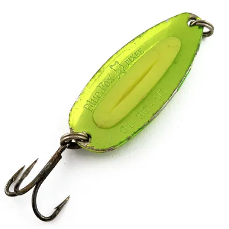 Vintage Blue Fox Pixee UV, 1/2oz Yellow fishing spoon #15725