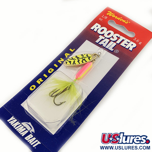  Yakima Bait Worden’s Original Rooster Tail, 1/8oz Fluorescent Yellow spinning lure #15744