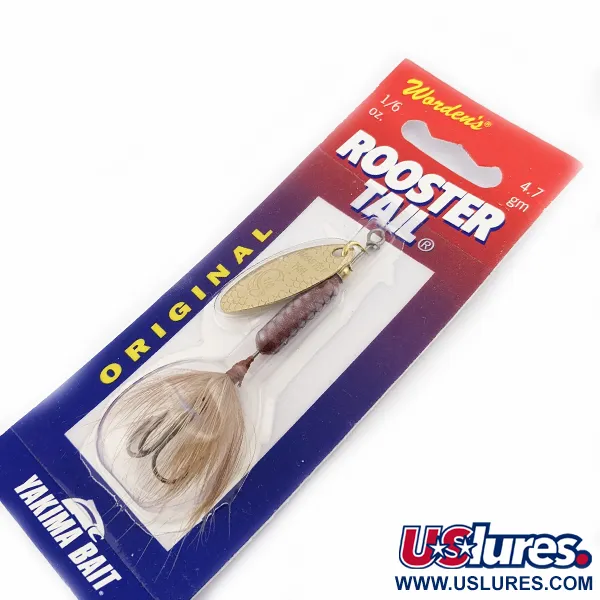  Yakima Bait Worden’s Original Rooster Tail, 3/16oz Gold spinning lure #15745