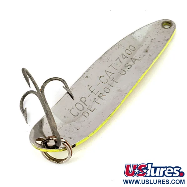 Vintage Eppinger Dardevle Cop-E-Cat 7400 UV, 1/2oz Yellow fishing spoon #15918