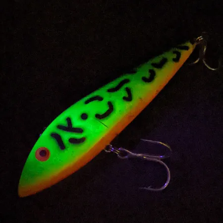 Vintage ​Cotton Cordell Ratt'l Spot Minnow UV, 2/3oz Fire Tiger fishing lure #16092