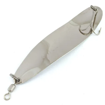 Vintage Gator Glow, 1oz Nickel / White Glow Gator Glow in Dark fishing spoon #15959