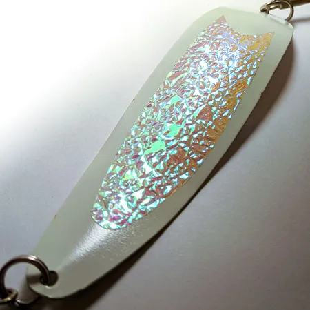Vintage Gator Glow, 1oz Nickel / White Glow Gator Glow in Dark fishing spoon #15959