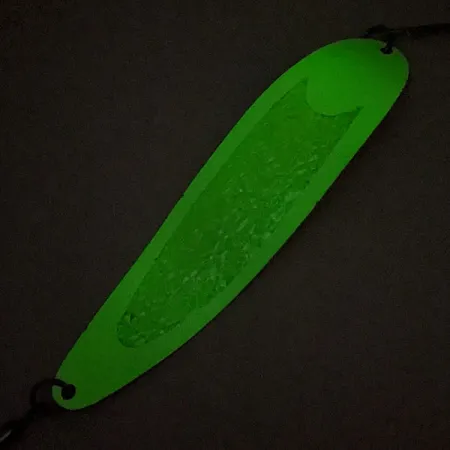 Vintage Gator Glow, 1oz Nickel / White Glow Gator Glow in Dark fishing spoon #15959