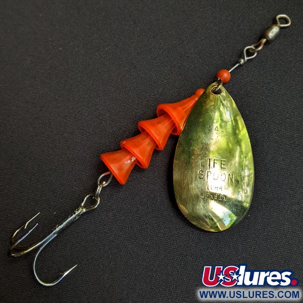 Vintage    Luhr Jensen TEE Spoon, 1/3oz Gold spinning lure #15981