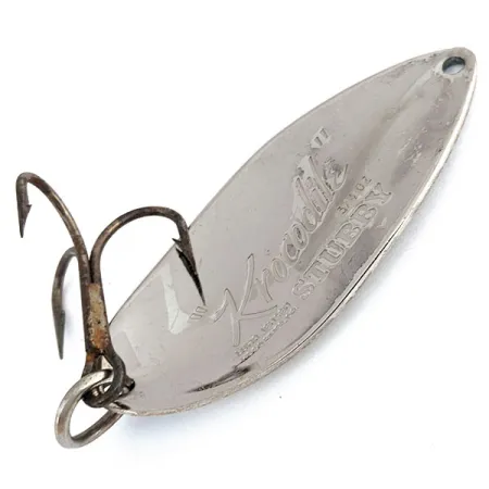 Vintage Luhr Jensen ​Lil' Kroc (Krocodile Stubby), 3/4oz Nickel / Blue fishing spoon #15988