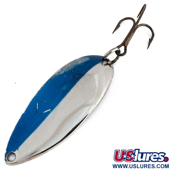 Vintage  Luhr Jensen ​Lil' Kroc (Krocodile Stubby), 3/4oz Nickel / Blue fishing spoon #15988