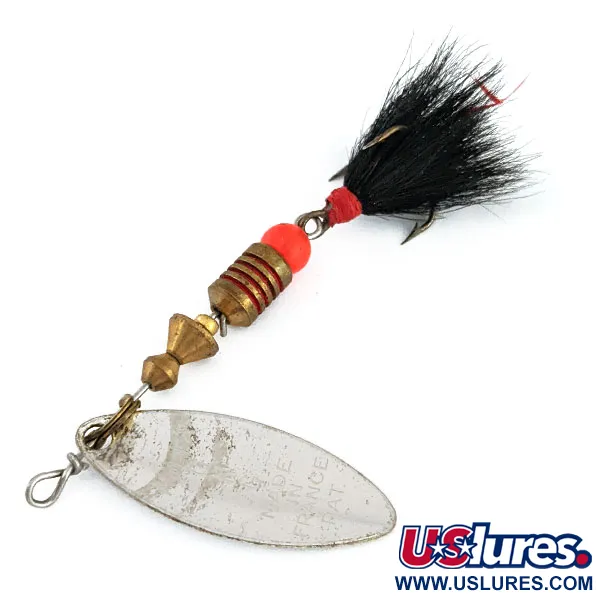 Vintage   Mepps Aglia Long 1 Dressed, 3/16oz Nickel spinning lure #16032