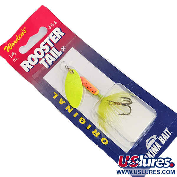  Yakima Bait Worden’s Original Rooster Tail, 1/8oz Chartreuse spinning lure #16107
