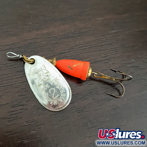 Vintage Blue Fox Super Vibrax 2, 3/16oz Silver spinning lure #16141